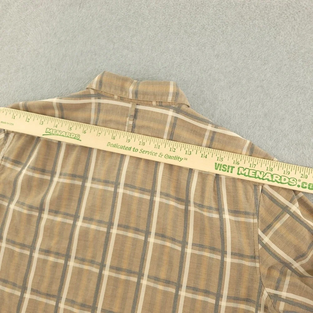 Banana Republic Luxe Flannel Mens MT Beige Plaid Long Sleeve Flannel Button Up
